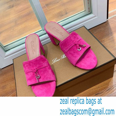 Loro Piana Heel 8cm Suede Goatskin Summer Charms Sandals Fuchsia - Click Image to Close