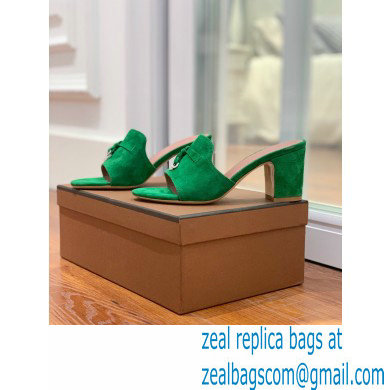 Loro Piana Heel 8cm Suede Goatskin Summer Charms Sandals Green - Click Image to Close