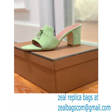 Loro Piana Heel 8cm Suede Goatskin Summer Charms Sandals Light Green