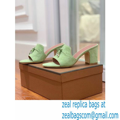 Loro Piana Heel 8cm Suede Goatskin Summer Charms Sandals Light Green