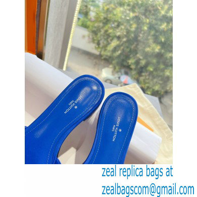 Louis Vuitton Crystal Bow Diva Flat Mules Embroidered Satin Blue 2022