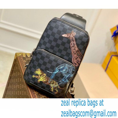 Louis Vuitton Damier Graphite canvas Avenue Slingbag wild animals print N45277