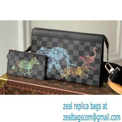 Louis Vuitton Damier Graphite canvas Gaston Wearable Wallet Bag wild animals print N64608 - Click Image to Close