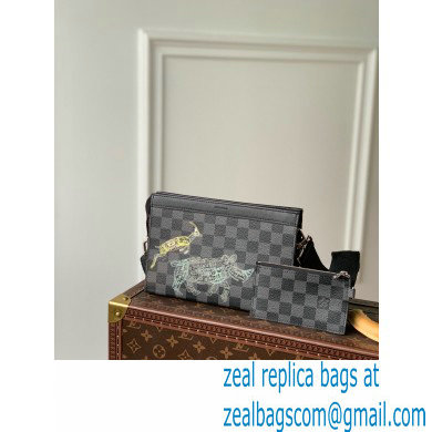 Louis Vuitton Damier Graphite canvas Gaston Wearable Wallet Bag wild animals print N64608 - Click Image to Close