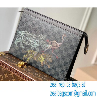 Louis Vuitton Damier Graphite canvas Pochette Voyage Mm Bag wild animals print N64605