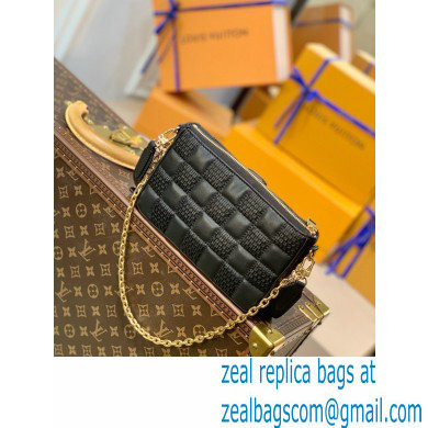 Louis Vuitton Damier Quilt lamb leather Pochette Troca Bag M59046 Black