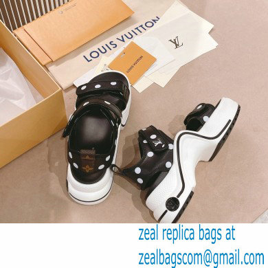 Louis Vuitton LV Archlight Flat Sandals Satin Polka Dots Black 2022 - Click Image to Close