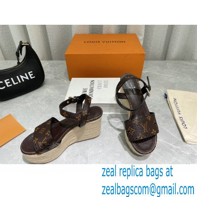 Louis Vuitton Monogram Canvas Starboard Wedge Espadrilles Sandals Brown 2022 - Click Image to Close