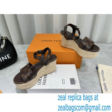 Louis Vuitton Monogram Canvas Starboard Wedge Espadrilles Sandals Brown 2022 - Click Image to Close