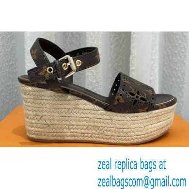 Louis Vuitton Monogram Canvas Starboard Wedge Espadrilles Sandals Brown 2022