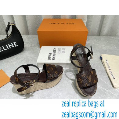 Louis Vuitton Monogram Canvas Starboard Wedge Espadrilles Sandals Brown 2022