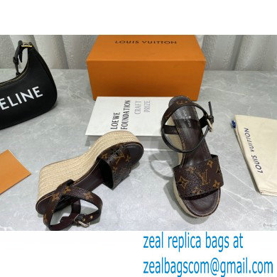 Louis Vuitton Monogram Canvas Starboard Wedge Espadrilles Sandals Brown 2022 - Click Image to Close