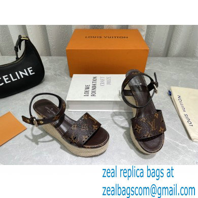 Louis Vuitton Monogram Canvas Starboard Wedge Espadrilles Sandals Brown 2022 - Click Image to Close