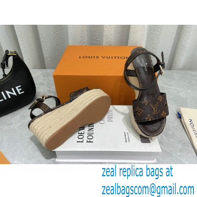 Louis Vuitton Monogram Canvas Starboard Wedge Espadrilles Sandals Brown 2022 - Click Image to Close