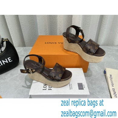 Louis Vuitton Monogram Canvas Starboard Wedge Espadrilles Sandals Brown 2022