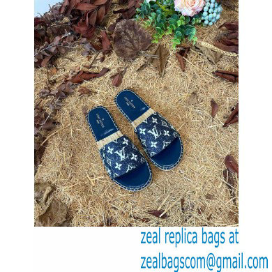 Louis Vuitton Monogram Denim Starboard Flat Espadrilles Mules Blue 2022 - Click Image to Close