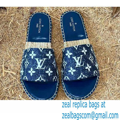 Louis Vuitton Monogram Denim Starboard Flat Espadrilles Mules Blue 2022