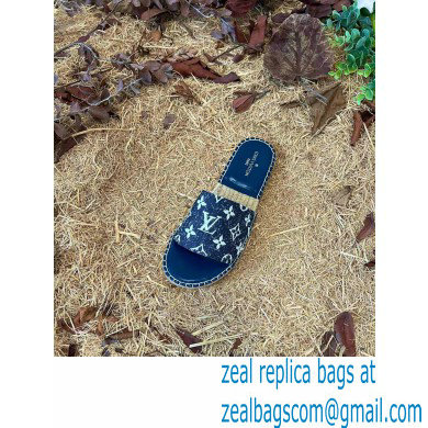 Louis Vuitton Monogram Denim Starboard Flat Espadrilles Mules Blue 2022