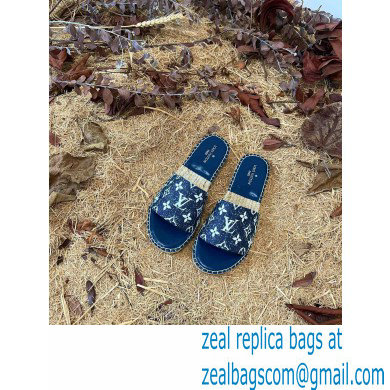 Louis Vuitton Monogram Denim Starboard Flat Espadrilles Mules Blue 2022 - Click Image to Close