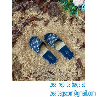 Louis Vuitton Monogram Denim Starboard Flat Espadrilles Mules Blue 2022