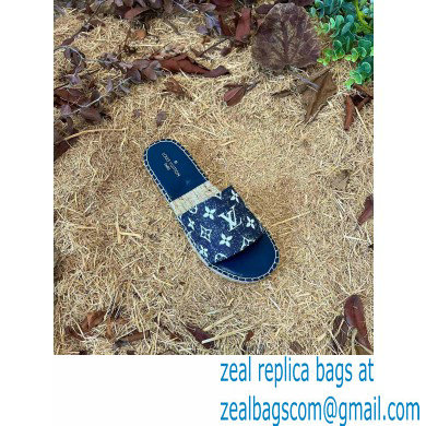 Louis Vuitton Monogram Denim Starboard Flat Espadrilles Mules Blue 2022