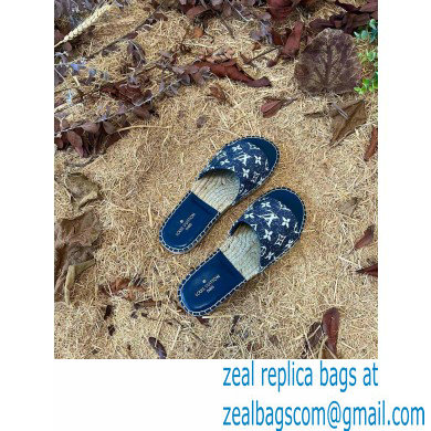 Louis Vuitton Monogram Denim Starboard Flat Espadrilles Mules Blue 2022