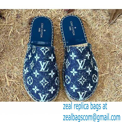 Louis Vuitton Monogram Denim Starboard Flat Espadrilles Slippers Blue 2022