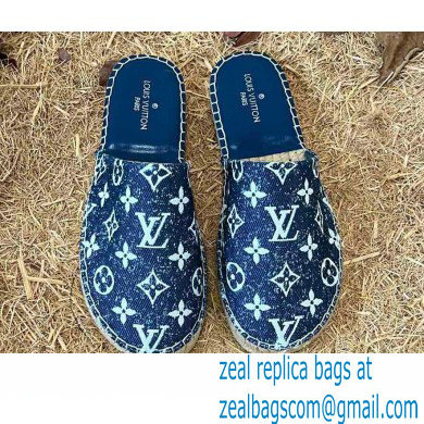 Louis Vuitton Monogram Denim Starboard Flat Espadrilles Slippers Blue 2022 - Click Image to Close