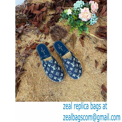 Louis Vuitton Monogram Denim Starboard Flat Espadrilles Slippers Blue 2022 - Click Image to Close