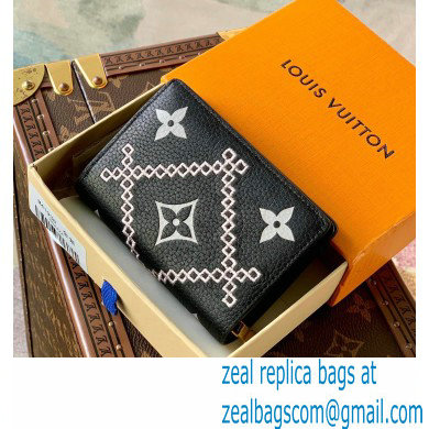 Louis Vuitton Monogram Empreinte Leather Clea Wallet Embroidered M81139 Black