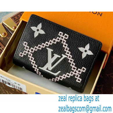 Louis Vuitton Monogram Empreinte Leather Clea Wallet Embroidered M81139 Black