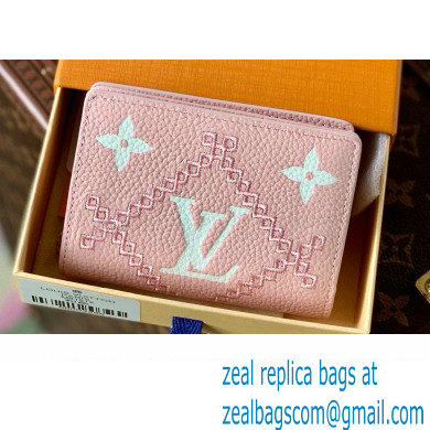 Louis Vuitton Monogram Empreinte Leather Clea Wallet Embroidered M81212 Pink - Click Image to Close