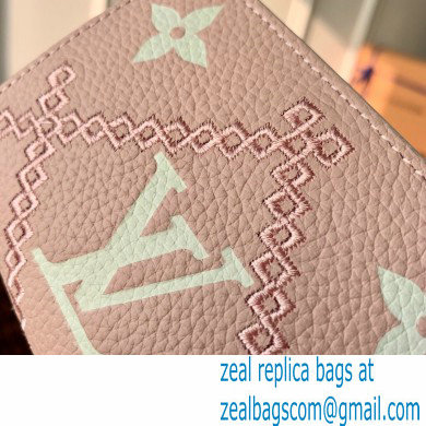 Louis Vuitton Monogram Empreinte Leather Clea Wallet Embroidered M81212 Pink