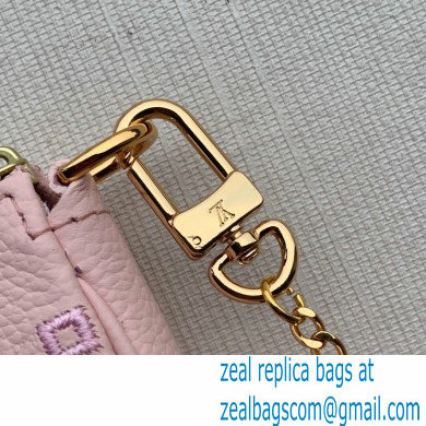 Louis Vuitton Monogram Empreinte Leather Mini Pochette Accessoires Bag Embroidered Pink M81140