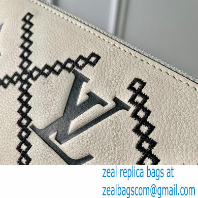 Louis Vuitton Monogram Empreinte Leather Zippy Wallet Embroidered M81141 Creme White