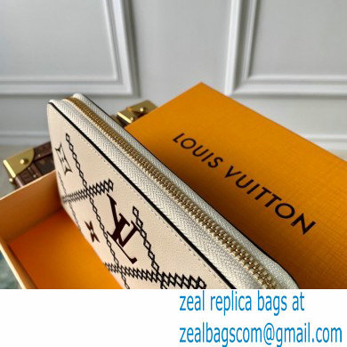 Louis Vuitton Monogram Empreinte Leather Zippy Wallet Embroidered M81141 Creme White