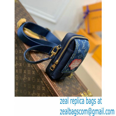 Louis Vuitton Monogram denim Flap Double Phone Pouch Bag M81060 Blue - Click Image to Close