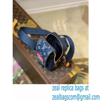 Louis Vuitton Monogram denim Flap Double Phone Pouch Bag M81060 Blue - Click Image to Close