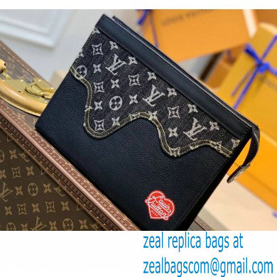 Louis Vuitton Monogram denim Pochette Voyage MM Bag Black - Click Image to Close