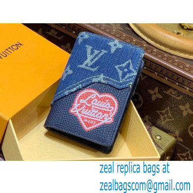 Louis Vuitton Monogram denim Pocket Organizer Wallet Blue