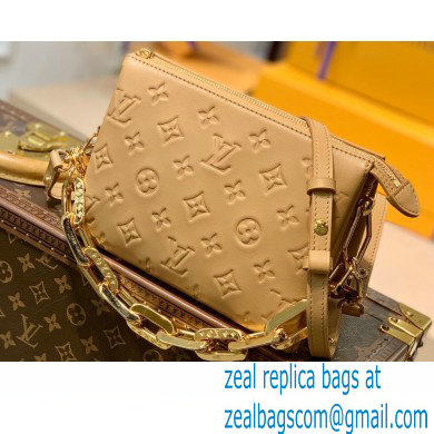 Louis Vuitton Monogram-embossed Lambskin Coussin BB Bag Beige