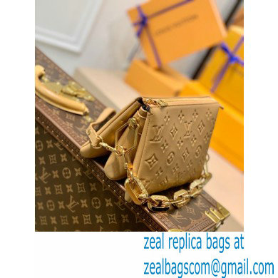 Louis Vuitton Monogram-embossed Lambskin Coussin BB Bag Beige