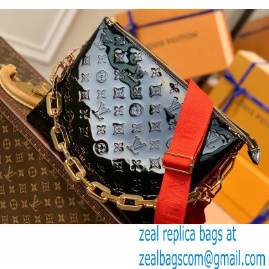 Louis Vuitton Monogram-embossed Lambskin Coussin MM Bag Patent Black - Click Image to Close