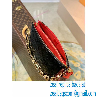 Louis Vuitton Monogram-embossed Lambskin Coussin MM Bag Patent Black - Click Image to Close