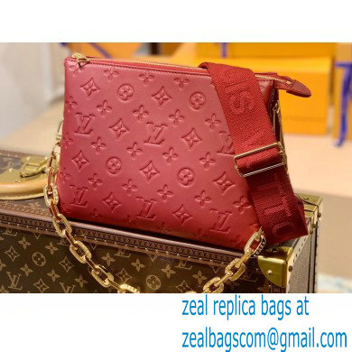 Louis Vuitton Monogram-embossed Lambskin Coussin PM Bag M59275 Wine - Click Image to Close