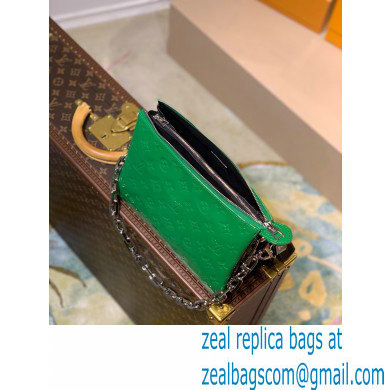 Louis Vuitton Monogram-embossed Lambskin Coussin PM Bag Patent Green