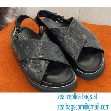 Louis Vuitton Paseo Flat Comfort Sandals Monogram-embossed Black 2022