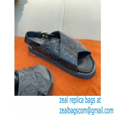 Louis Vuitton Paseo Flat Comfort Sandals Monogram-embossed Black 2022 - Click Image to Close