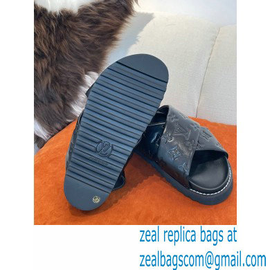 Louis Vuitton Paseo Flat Comfort Sandals Monogram-embossed Black 2022 - Click Image to Close