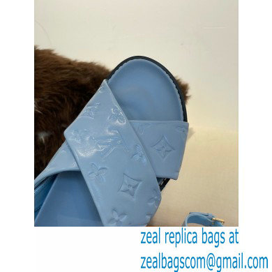 Louis Vuitton Paseo Flat Comfort Sandals Monogram-embossed Blue 2022